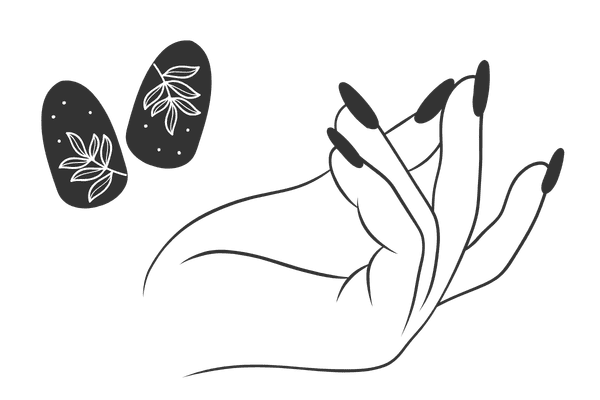 Hand with nail art drawing